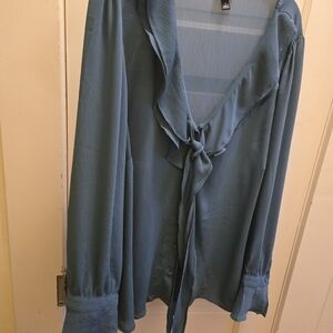 Torrid Teal V-Neck Blouse